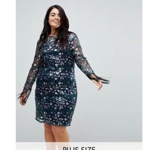 Lace dress with all over sequins and fringe!